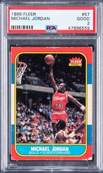 1986-87 Fleer #57 Michael Jordan Rookie Card - PSA GOOD 2